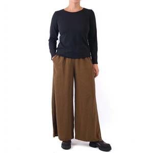 NEW CUT LOOSE mini check wide leg pleat pant in brass